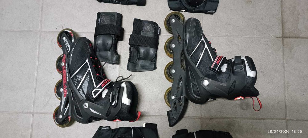 Patins em linha Rollerblade e protecções
