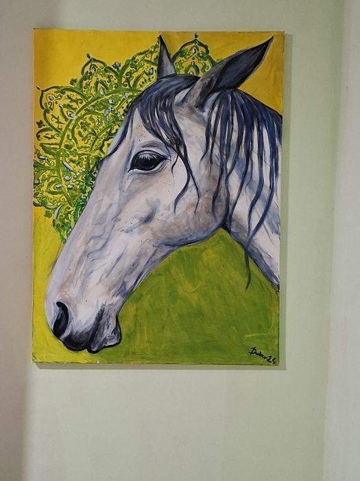 Biały koń wym.60x80 cm