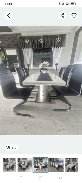 NOWA CENA!!!Stół z blatem na połysku oraz krzesła
