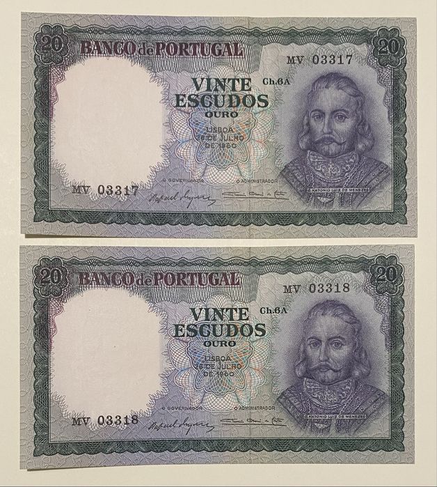 Notas 20$00 Esc. 1960 “ Numeros seguidos”