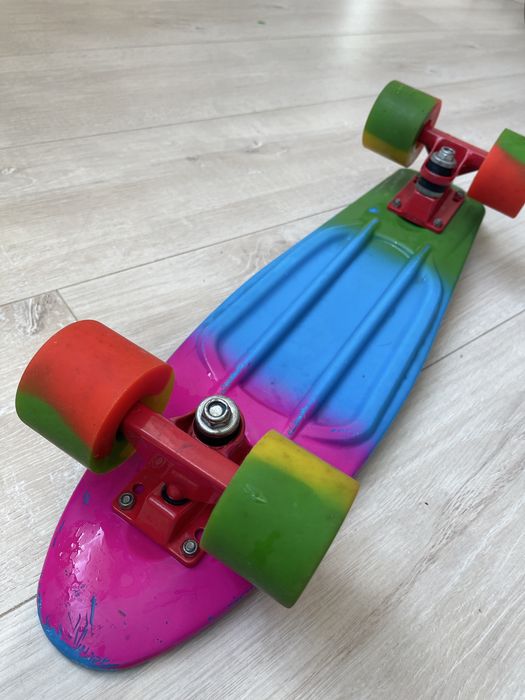 Пениборд скейт разноцветные колеса детский скейтборд
