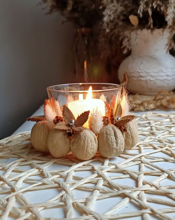 Lampion handmade z orzechami