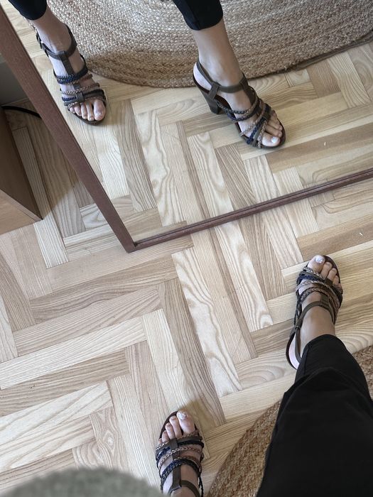 Buty na obcasie super wygodne sandałki letnie z warkoczykami