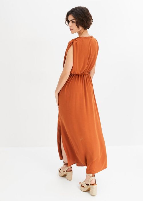 B.P.C długa sukienka maxi brązowa z paskiem r.42