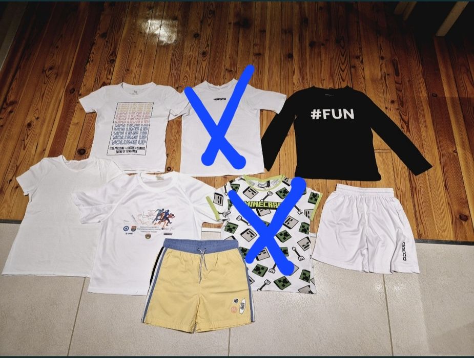 Paka ubrań 134 koszulka na wf kąpielówki spodenki bluzka Tshirt