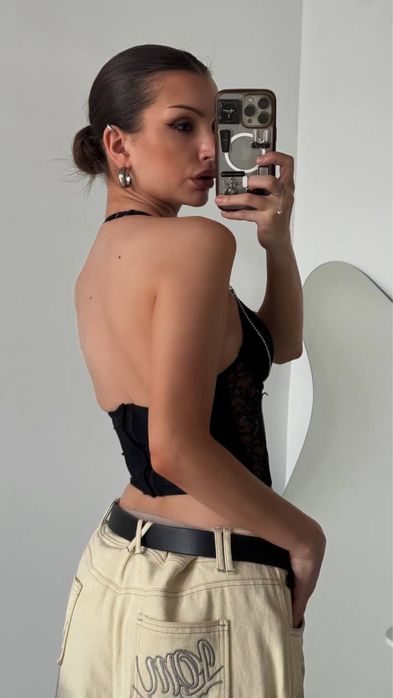 Корсет з чашечками пушап і стразами