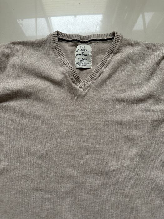 Sweter w serek Tom Tailor beżowy rozmiar M