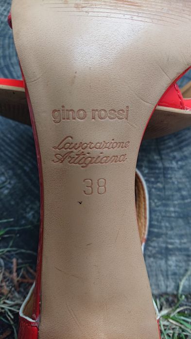 Gino Rossi pomarańczowe skórzane sandały szpilki. Venezia.