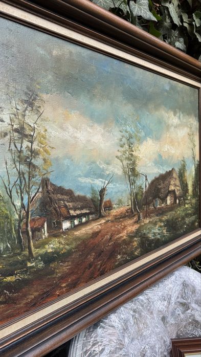 Картина холст масло рама с вензелями, из Европы