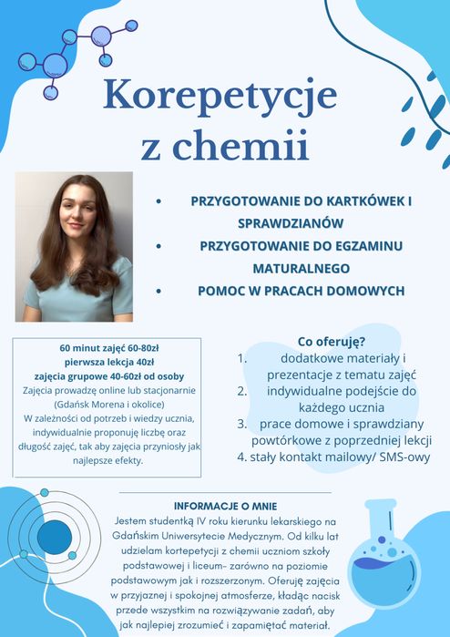 Korepetycje z chemii dla szkoły podstawowej oraz liceum