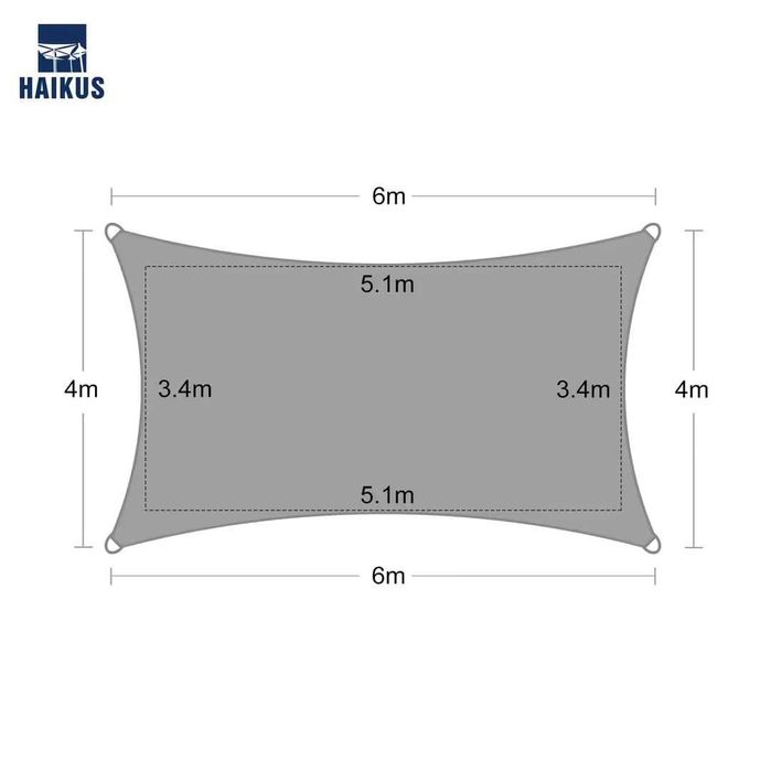 Nowy Żagiel przeciwsłoneczny HAIKUS 4x6 m jasnoszary