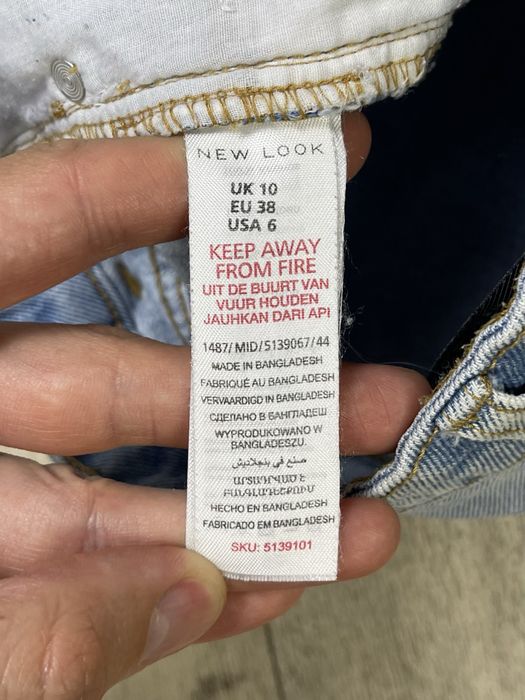 New look denim шорты 38 S-M размер женские джинсовые голубые с принтом