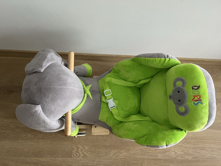 Bujak jeździk na biegunach pluszowy słoń pasy prezent chrzciny roczek