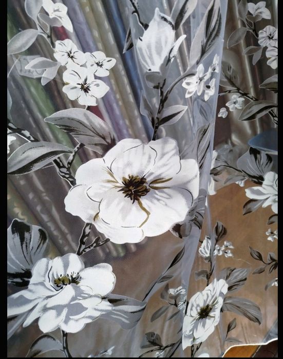 Тюль "Магнолия Чёрно-Серая " Занавес , Гардина