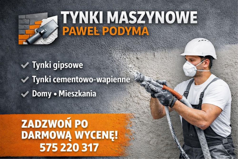 Tynki Maszynowe Gipsowe oraz Cementowo-Wapienne