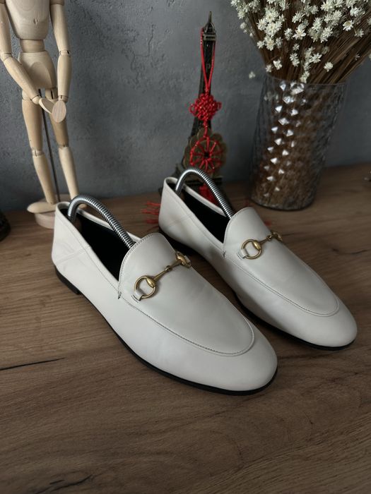 Gucci Horsebit Loafers Leather White / Black Białe Czarne 39,5