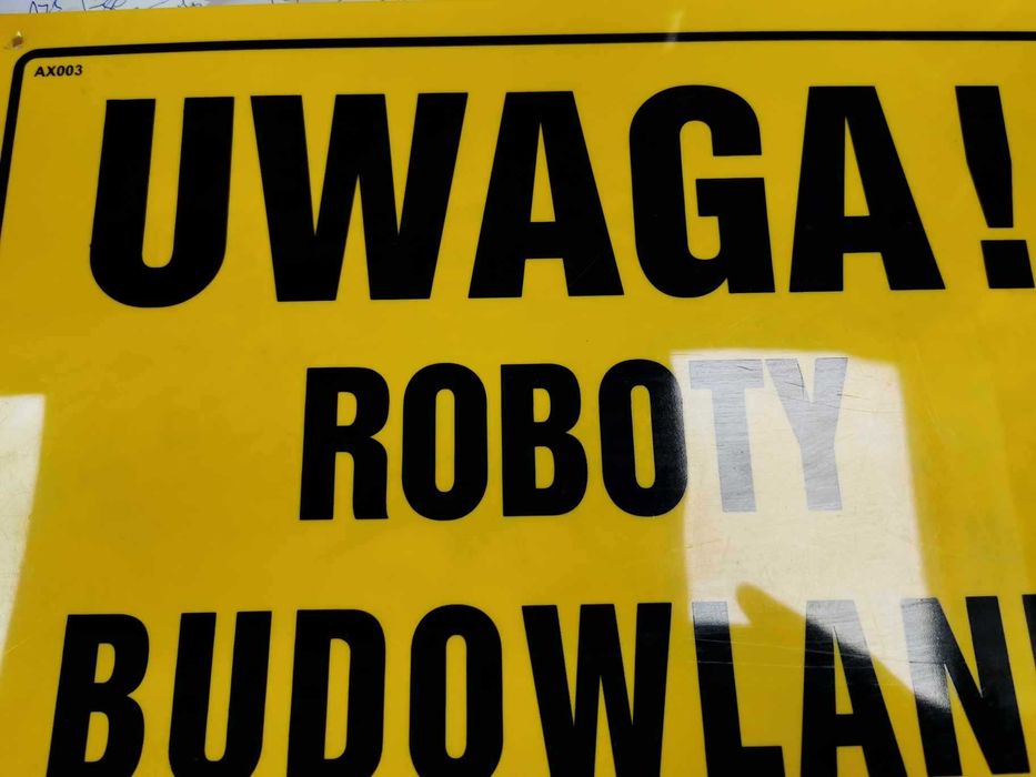 Tablica informacyjna budowlana UWAGA roboty budowlane