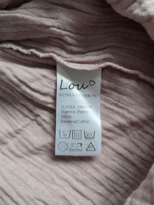 Lou M / L (40) sukienka różowa złota bawełna