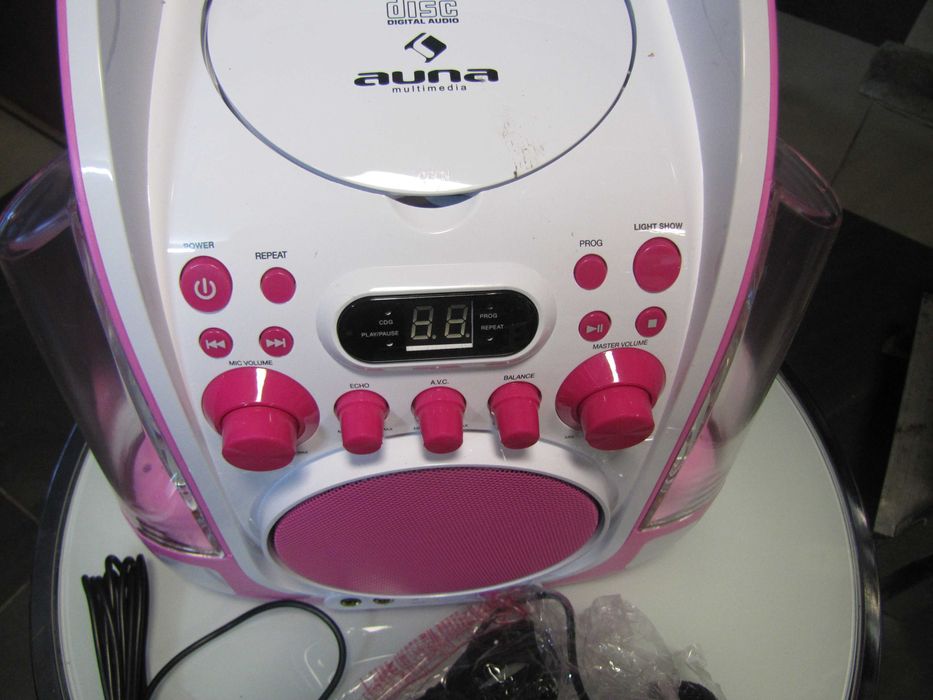 Zestaw do karaoke dla dzieci głośnik 2 mikrofony LED Auna Liquida