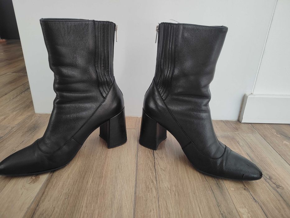 Kozaki botki Gino Rossi roz.37 czarna skóra chic