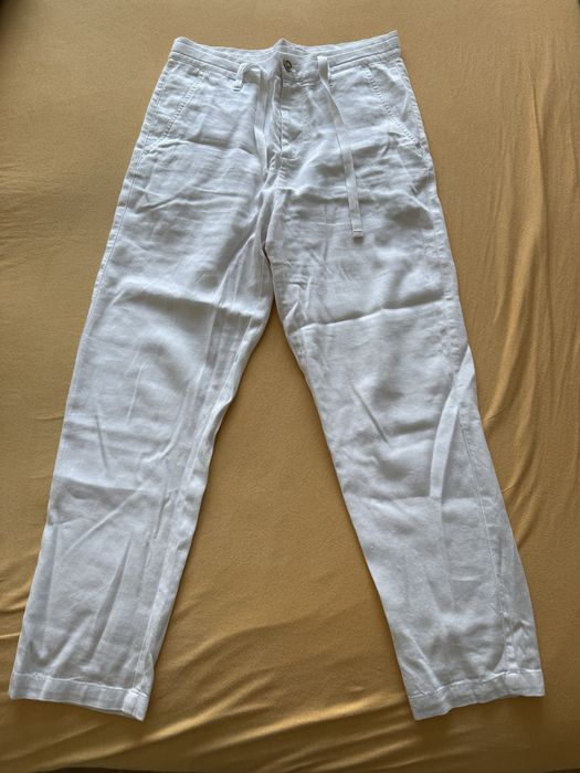 Лляні чоловічі штани Zara білі 38 розмір
