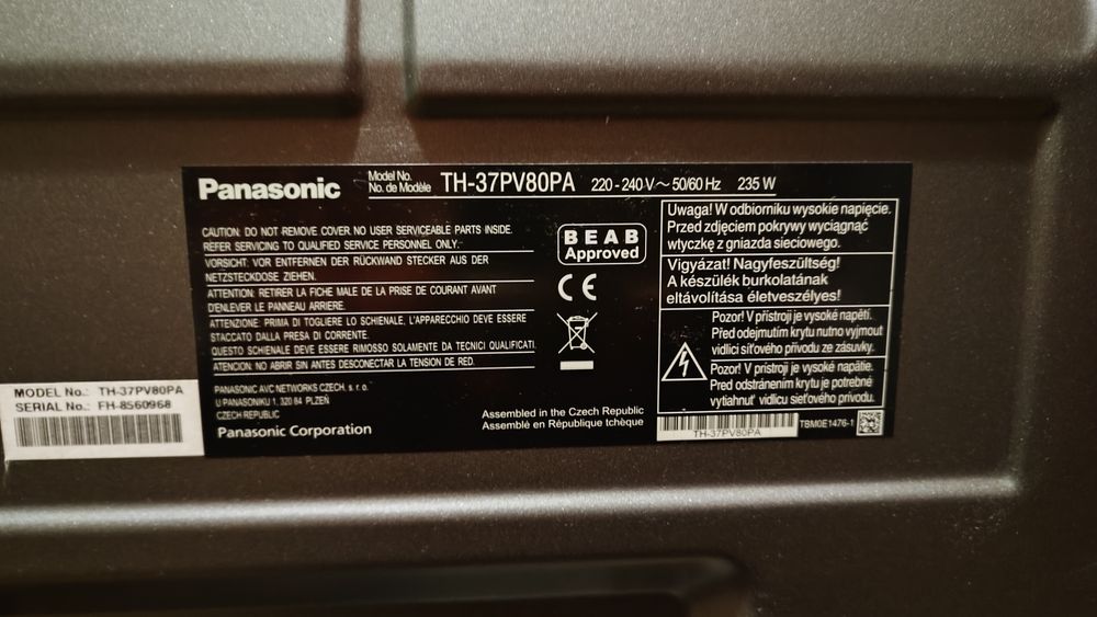 Telewizor TV Panasonic Viera TH-37PV80PA Plazma Plasma 37cal