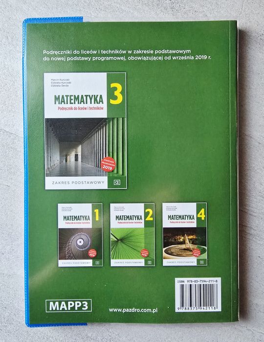 MATEMATYKA 3 Pazdro zestaw zakres podstawowy liceum technikum