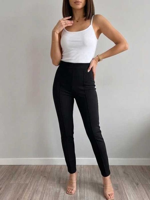 Modelujące Spodnie M&S Rozmiar 12/40 Czarny Wysoki Skład Wiskozy