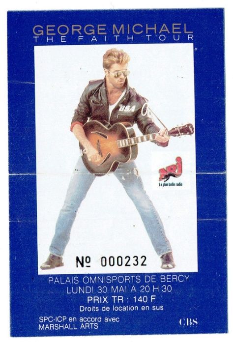 George Mickael Vinil & Bilhete Concerto  - Paris 1988 - Faith Tour