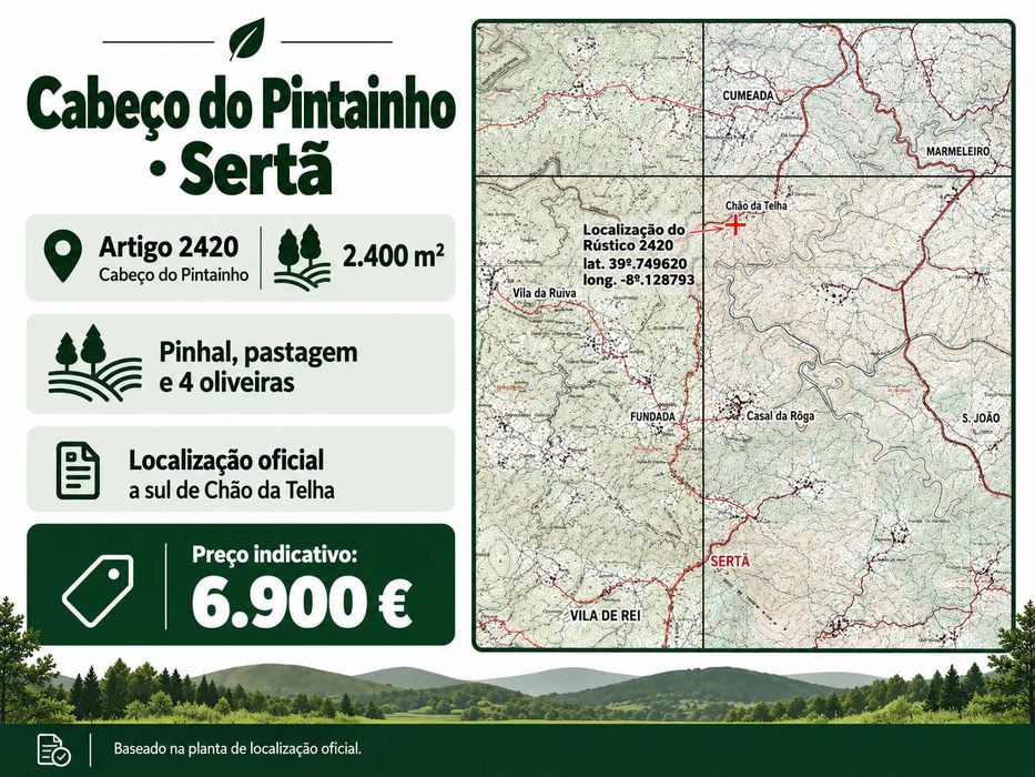 4 terrenos na Sertã - 10.460 m² + ruína registada
