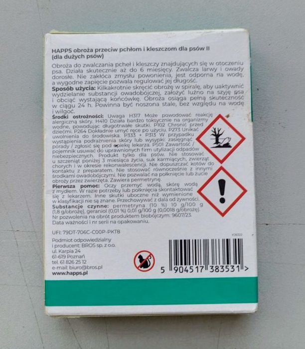 Obroża przeciw pchłom i kleszczom dla psów 1 szt.