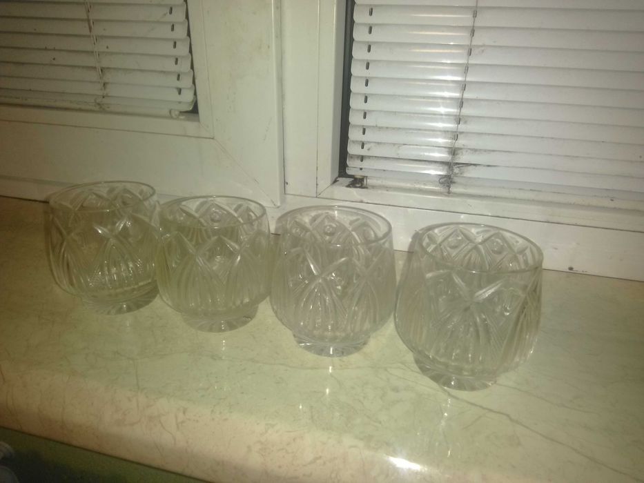 Хрустальные стаканы 200 мл. СССР, комплект-4 штуки