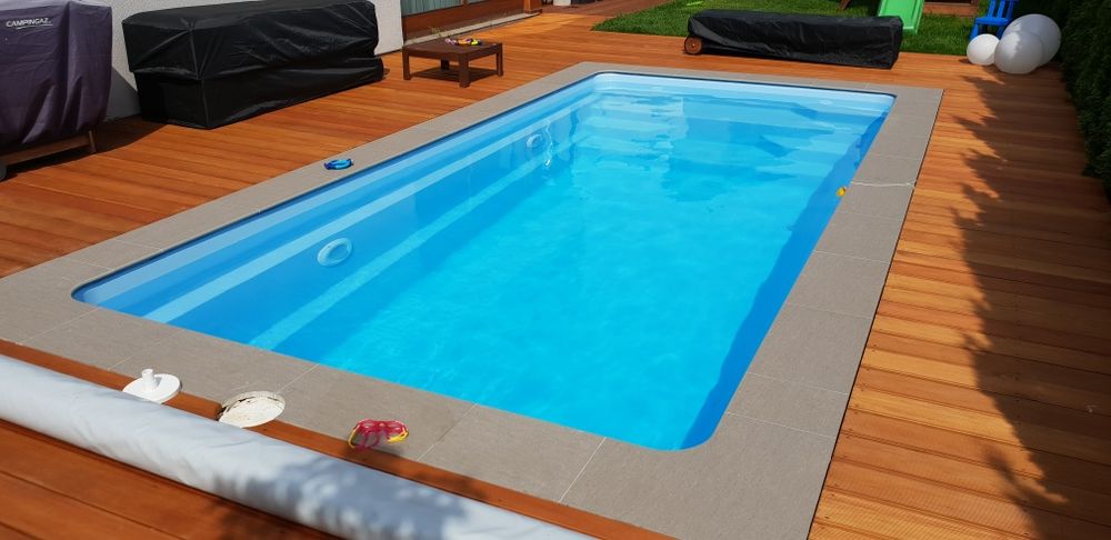 Basen ogrodowy 7 x 3 x 1,55 poliestrowy laminat wkopywany kompletny
