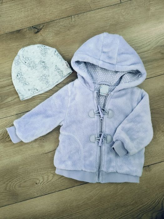 Okazja! Wiosenna kurtka bluza fioletowa Cocodrillo 80 i czapka H&M
