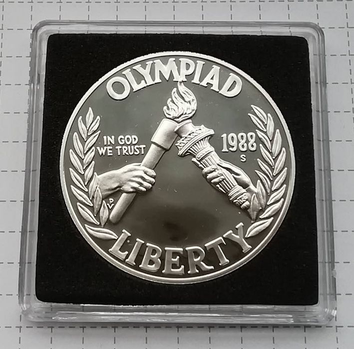США 1 долар 1988р. СРІБЛО.ПРУФ. Олімпіада в Сеулі.