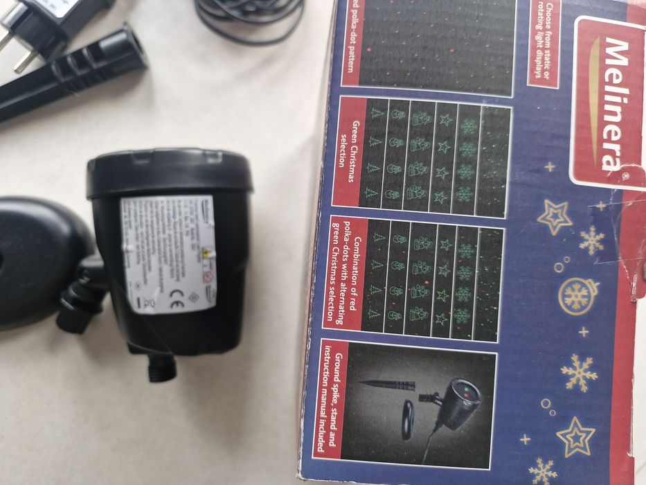 Świąteczny Projektor laserowy melinera Mikołaj śnieżynki choinka