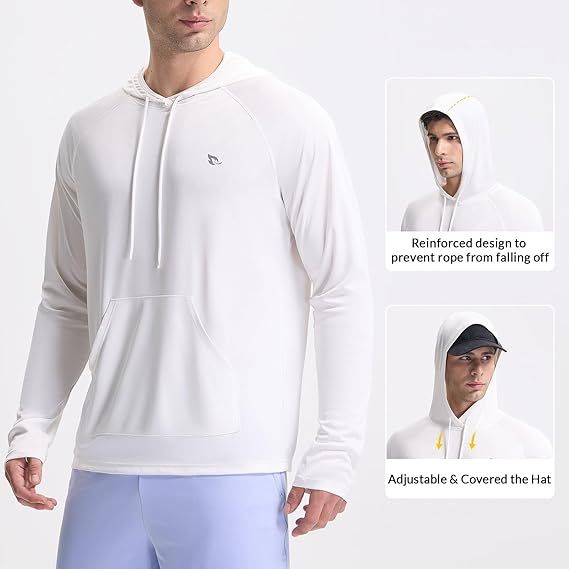 Bluza męska z kapturem - szybkoschnąca UPF - XL, biała
