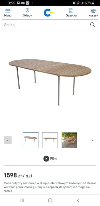 Stol skladany GoodHome Tahuata 180/240 x 100 x 75 cm