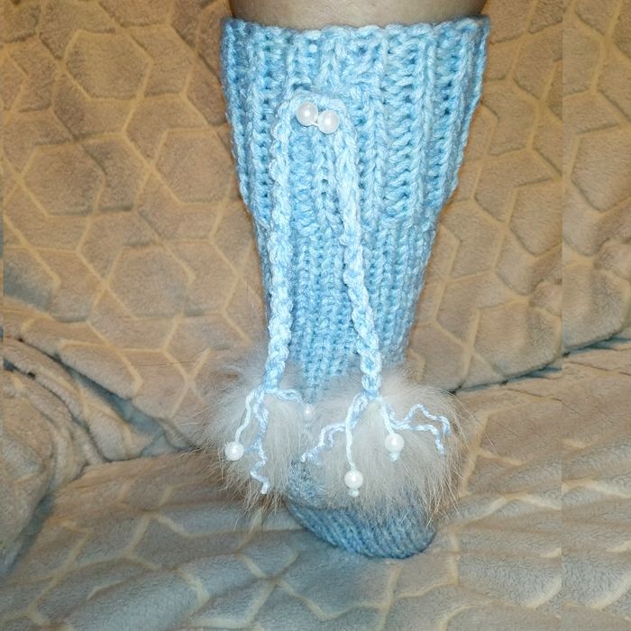 Р.37-38 Шерстяные вязаные теплые зимние носочки носки тапочки сапожки