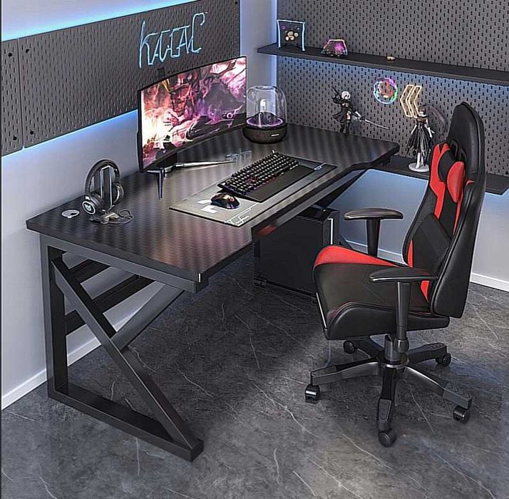 NOWE Biurko Gamingowe Komputerowe Czarne Nowoczesne Dla Gracza 120cm