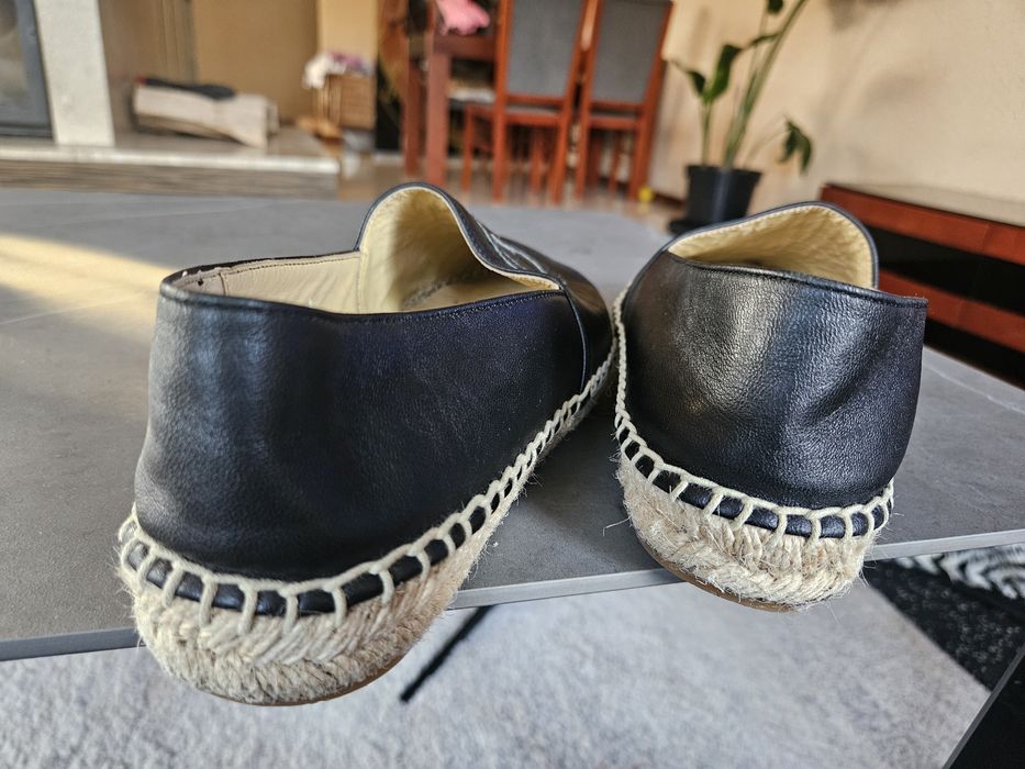Chanel _  espadryle  czarne skóra naturalna  42  / 25,5 cm