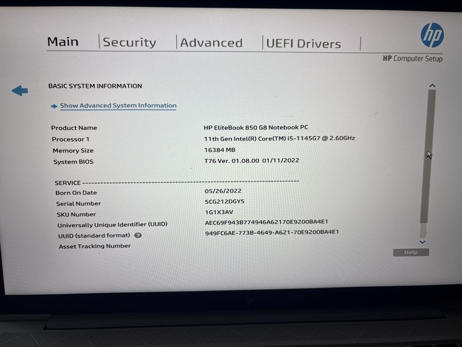 Notebook HP EliteBook 850 G8 IDS modelo básico