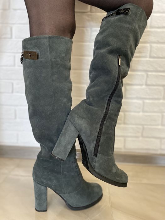 Сапоги черевики ботфорти натуральний замш