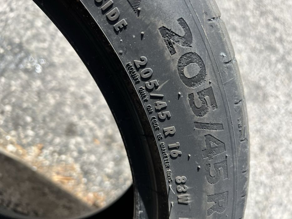 205/45/16 Continental 2 pneus