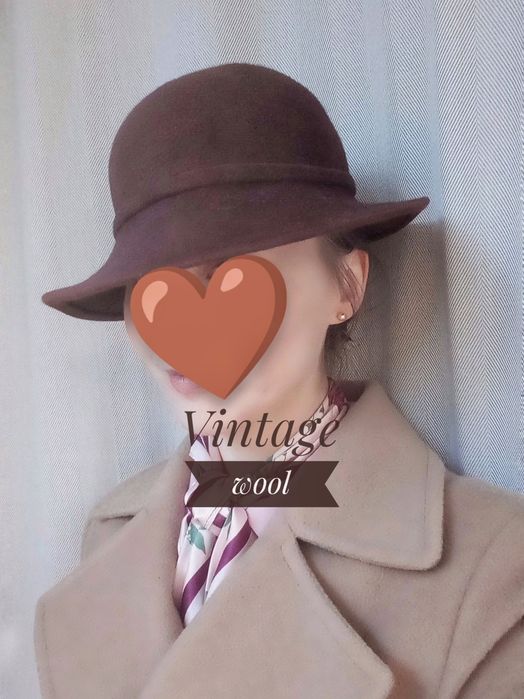 Vintage kapelusz wełniany filc