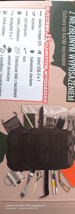 Zestaw przetrwania.Wyposażenie plecaka survivalowego nowe