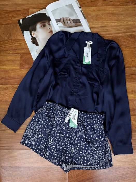 Сатинова піжама пижама Pink Viktoria ’ s Secret оригінал рубашка шорти