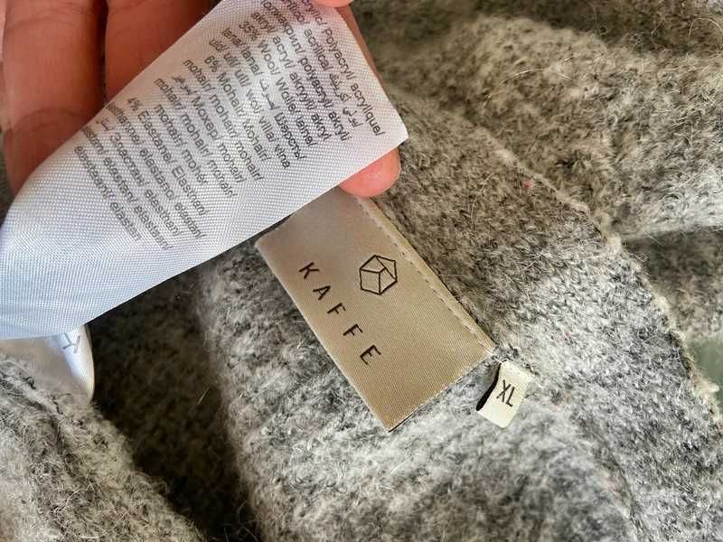 42 44 kaffe dlugi sweter szary long welna moher oversize narzuta