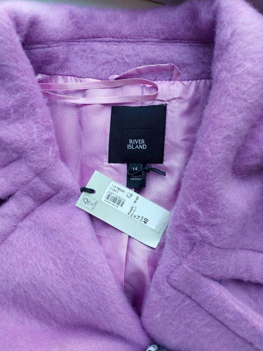 Стильное пальто лиловое, сереневое прямого кроя, оверсайз river island