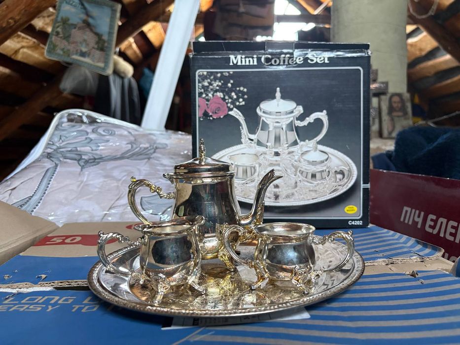 Винтажный мини кофейный набор Godinger Silver Art (посеребрение) в коробке